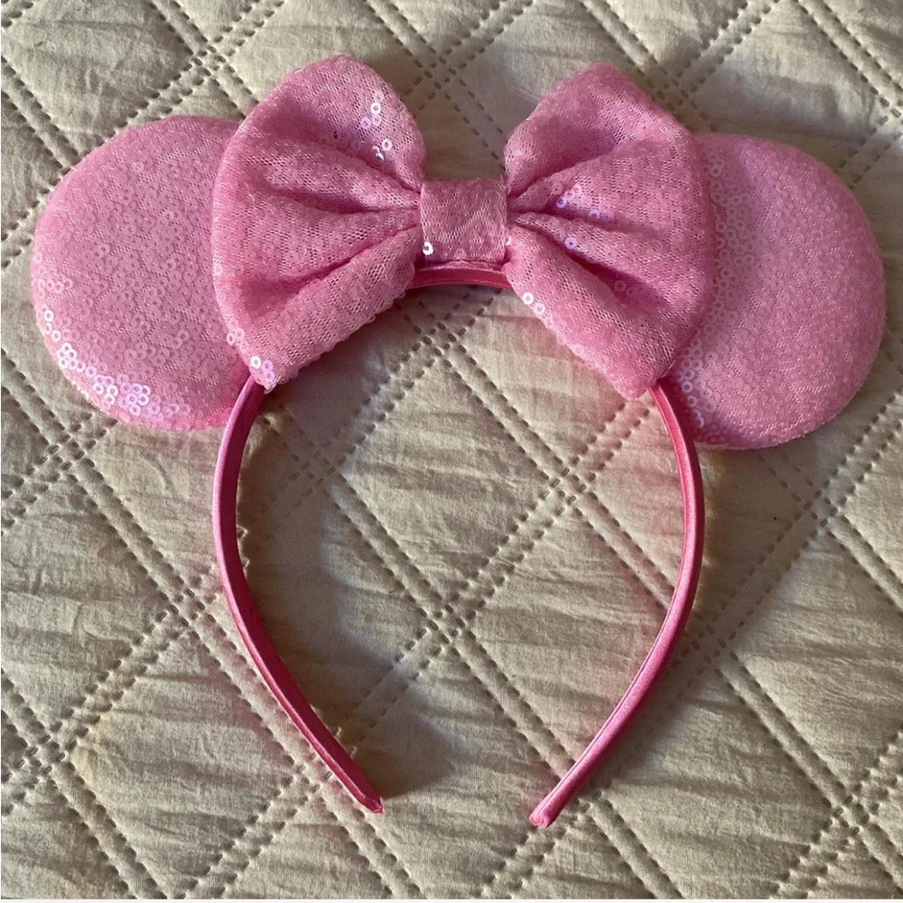 Pink Sequin Mouse Ears Headband